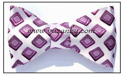 Kravata - vázanka Bílý s fialovými kostkami